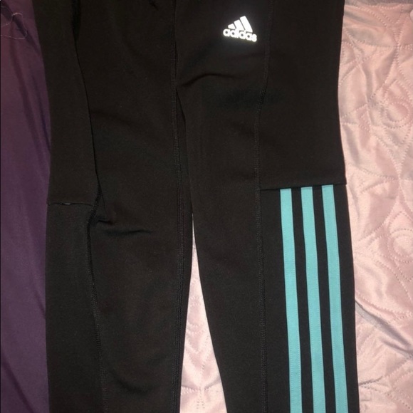 Adidas Blue Stripe Leggings - Picture 2 of 2